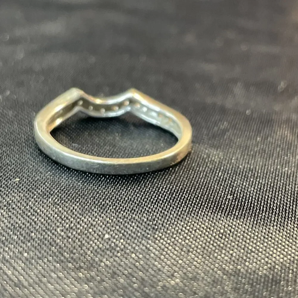 Vintage EC 925 Sterling Silver Curved Chevron Eternity Band Ring Sz 7